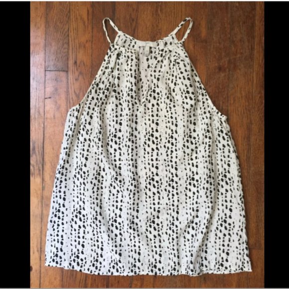 Joie Dot Print Sleeveless Keyhole Top 100% Silk - Picture 3 of 8